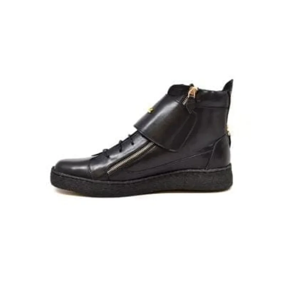 British Walkers Empire Men's Black Leather Crepe Sole High Tops - Picture 6 of 9